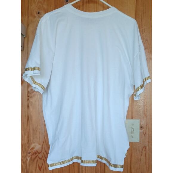 90s Vintage Nautical Top Womens XL Embroidered Anchor Gold Detail on Sleeves Hem - Picture 4 of 5